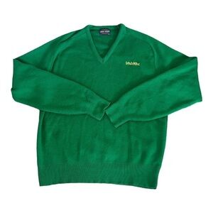 PINE STATE Vintage V-Neck Green Embroidered Irish Mist Sweater Size XL